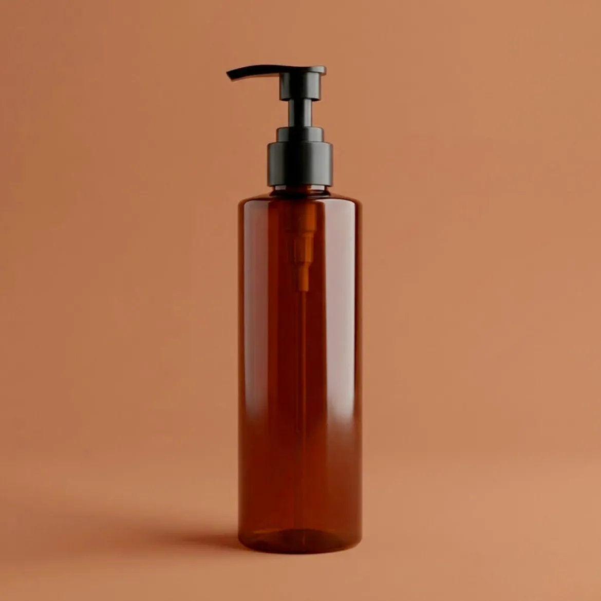 Amber bottle with black soap pump - 250 ml