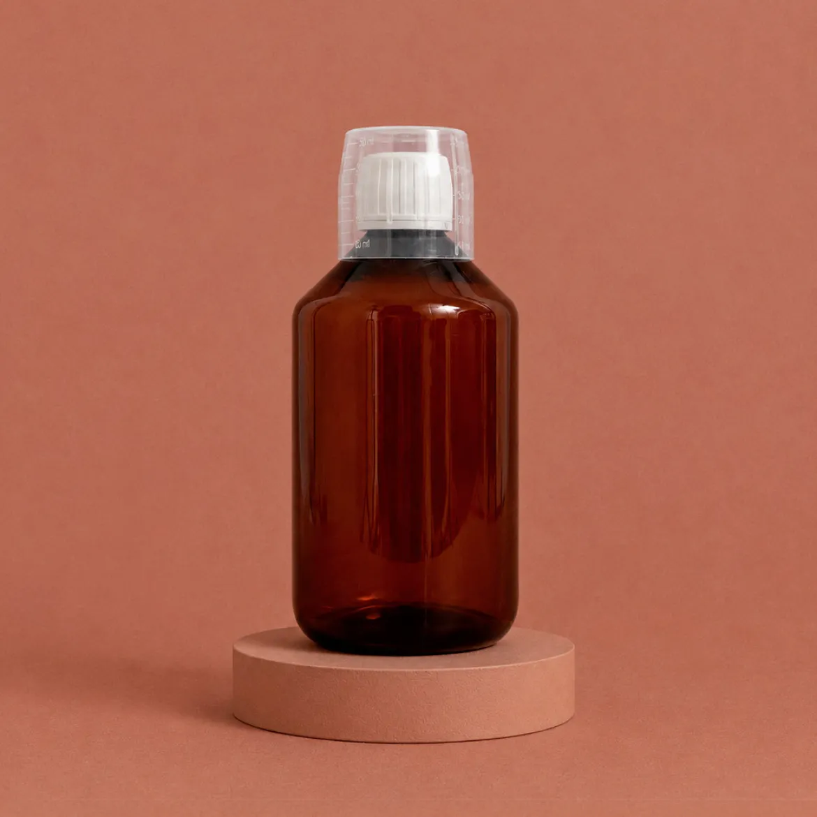 Amber bottle with measuring cup - 500 ml