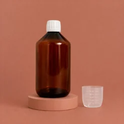 Amber bottle with measuring cup - 500 ml