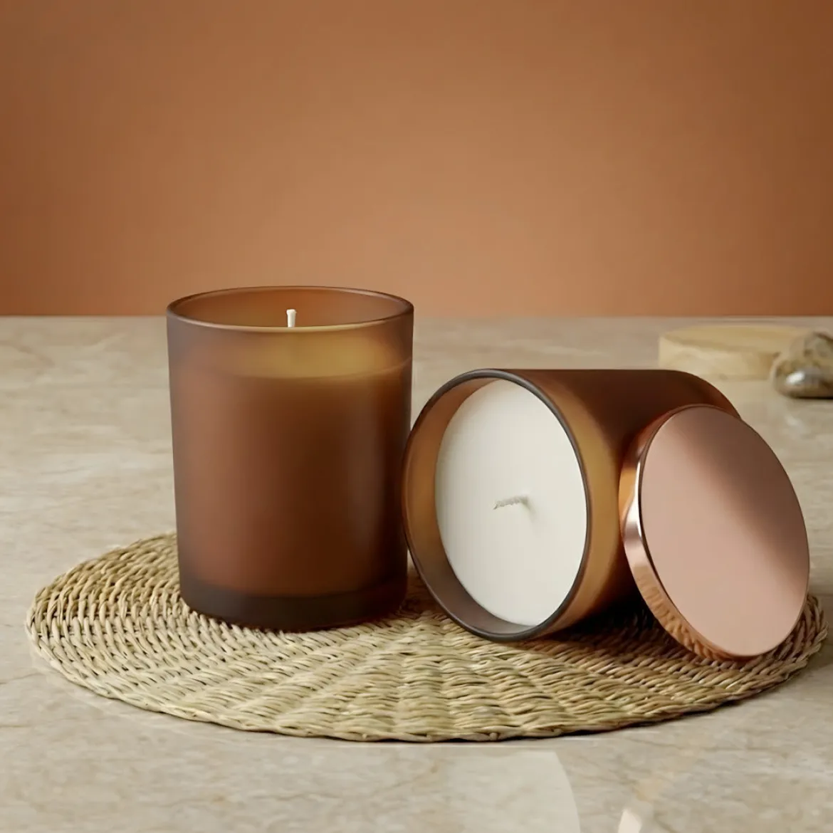 Amber frosted candle glass - 300 ml