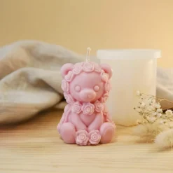 Bear with roses candle mould - Silicone