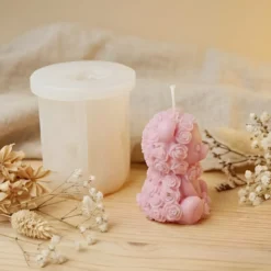 Bear with roses candle mould - Silicone