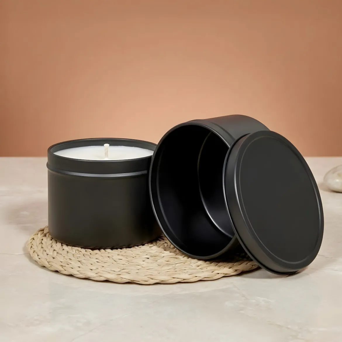 Black metal can - Seamless round - 250 ml
