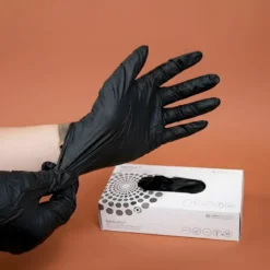 Black powder-free nitrile protective gloves
