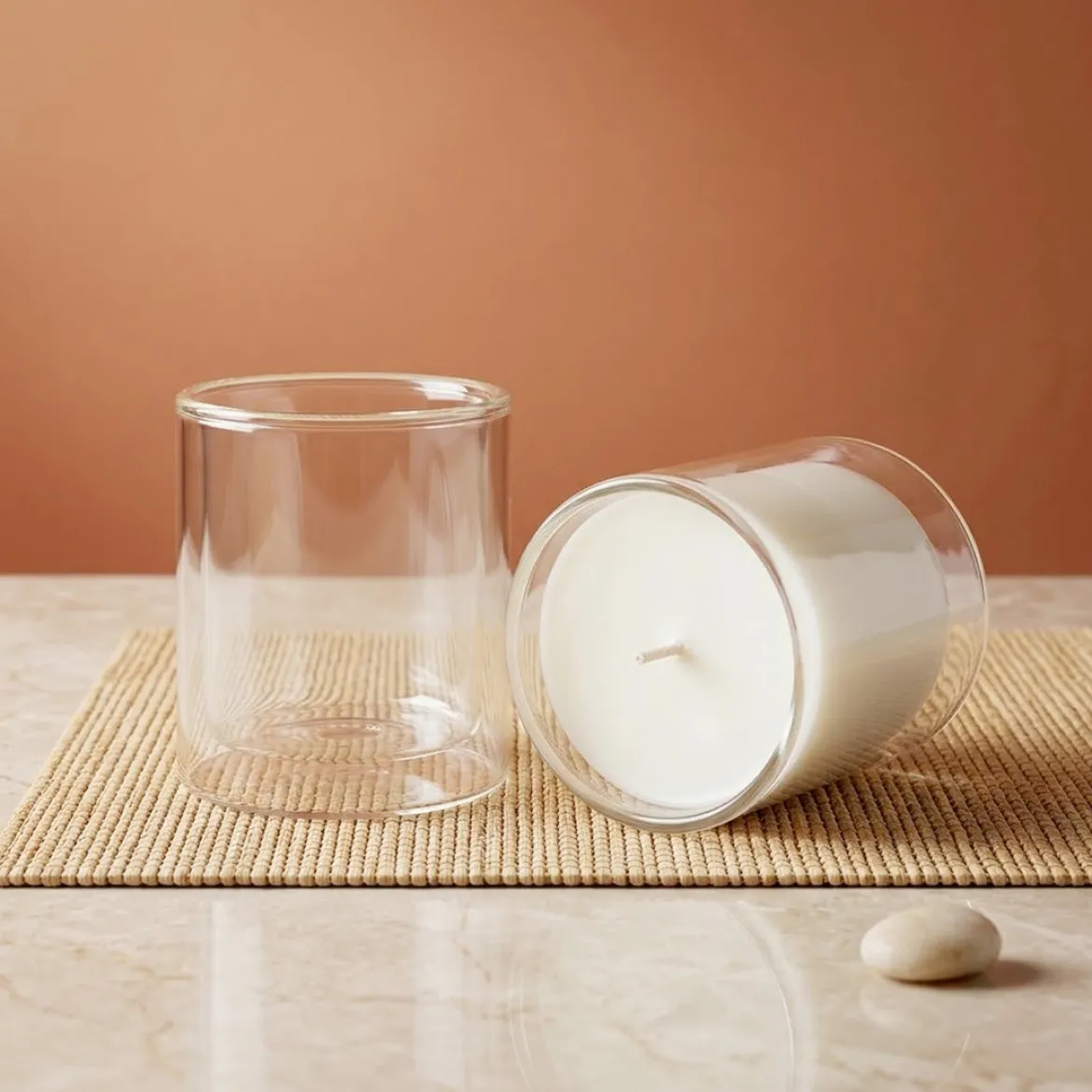 Double wall transparent candle glass - 400 ml