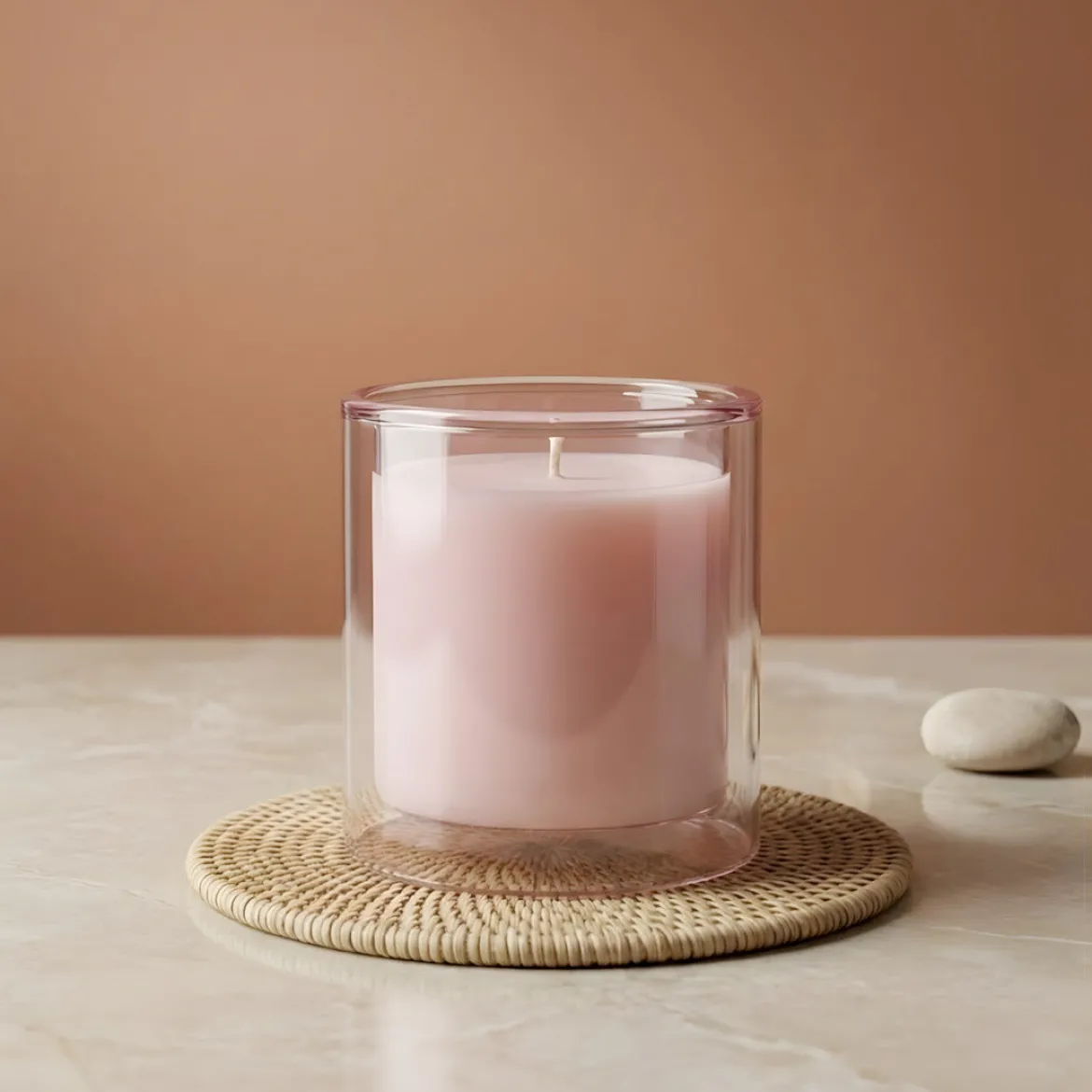 Double wall Violet Transparent candle glass – 400 ml