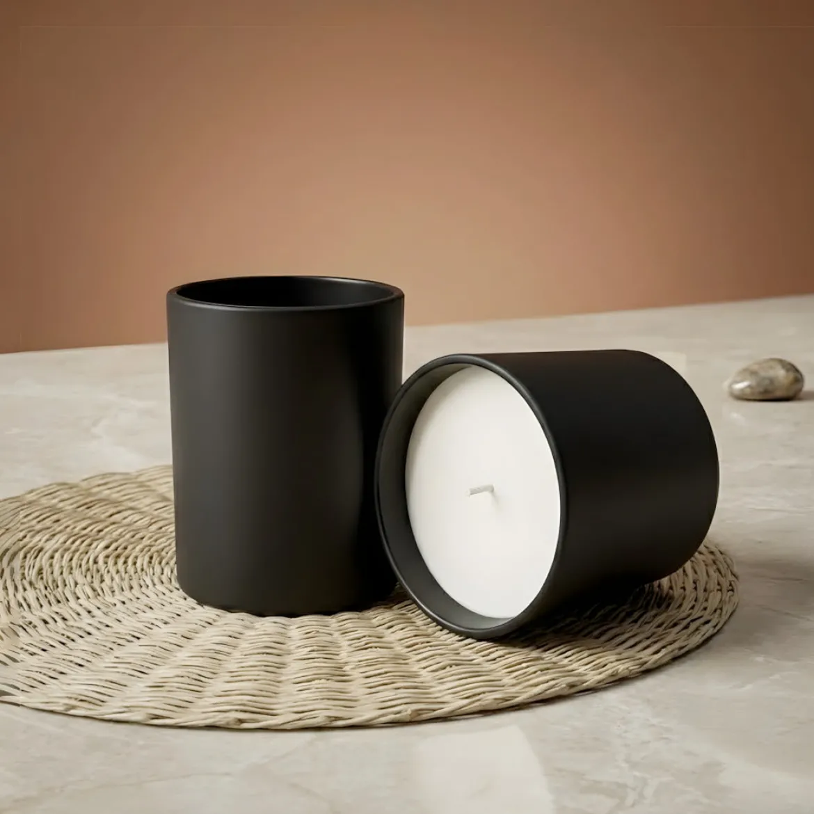Glass candle matt black - 200 ml