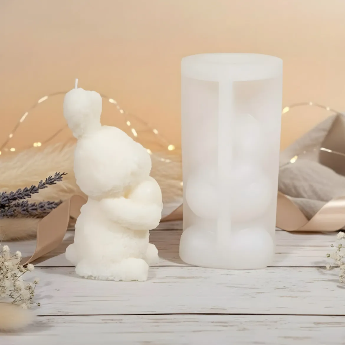Heart bunny candle mould - Silicone