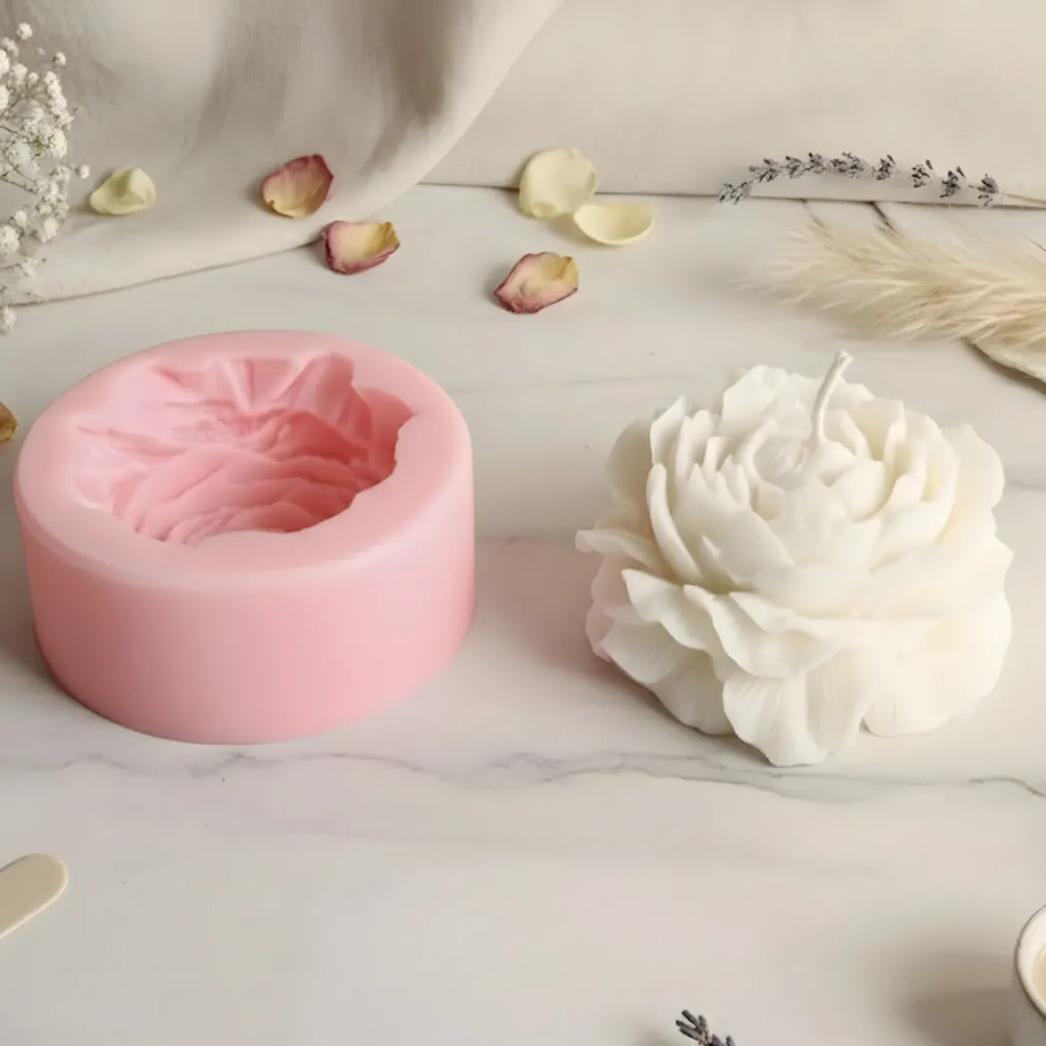Large peony candle mould - Silicone