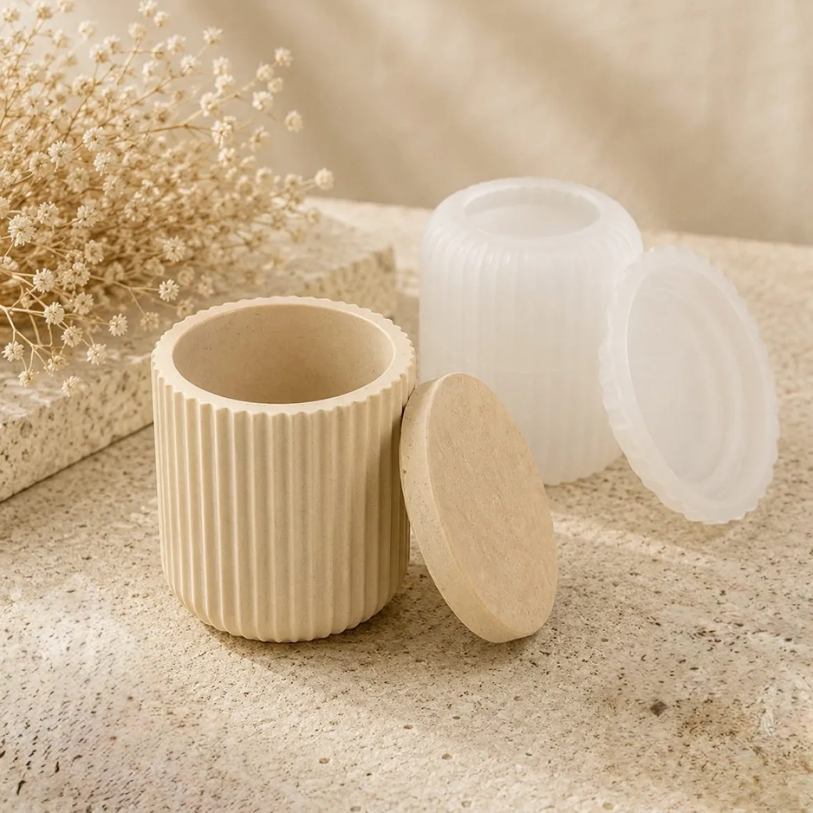 Ribbed pot mould S for Jesmonite creations - Silicone