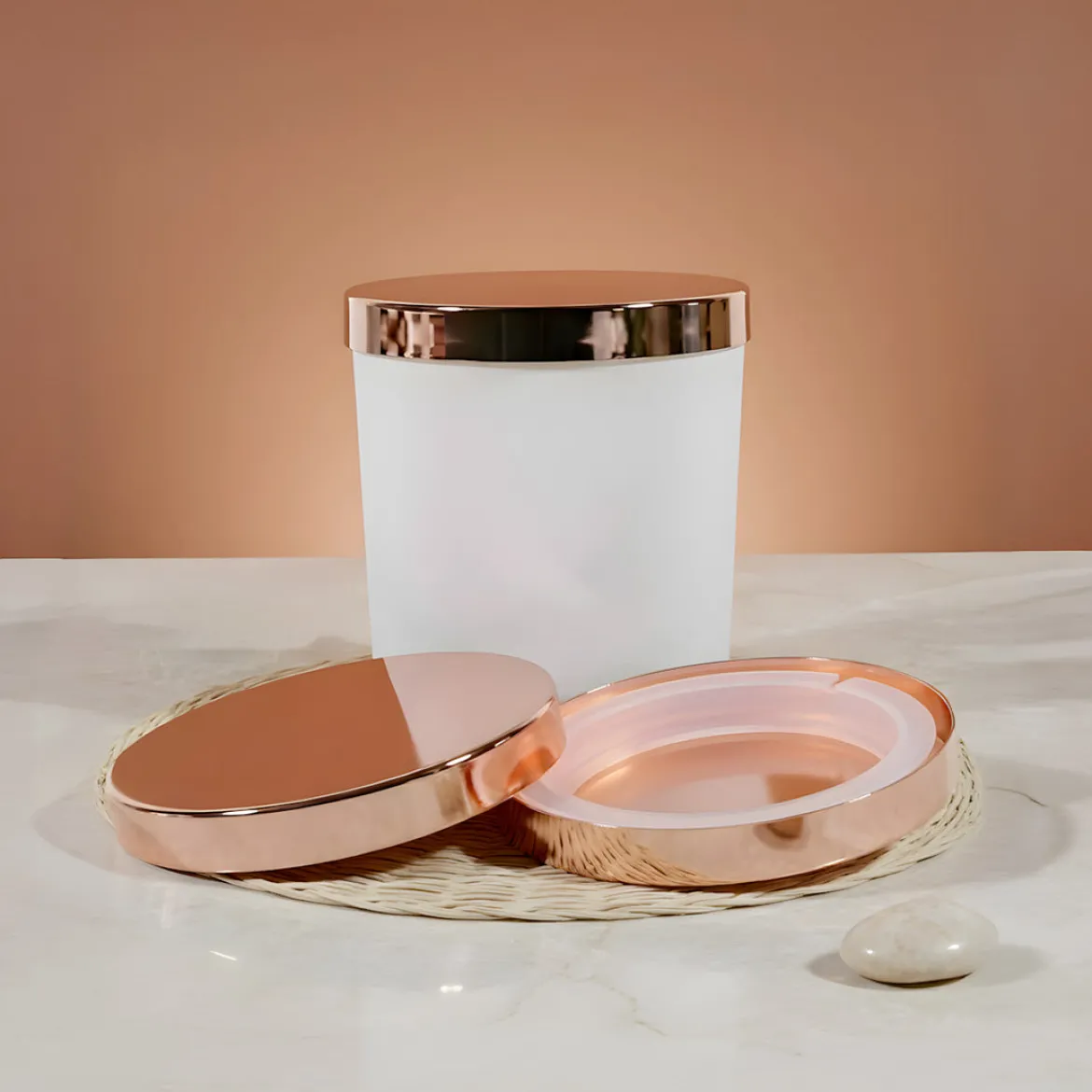 Rose gold metallic lid
