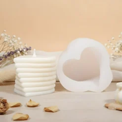 Stacked hearts candle mould - Silicone